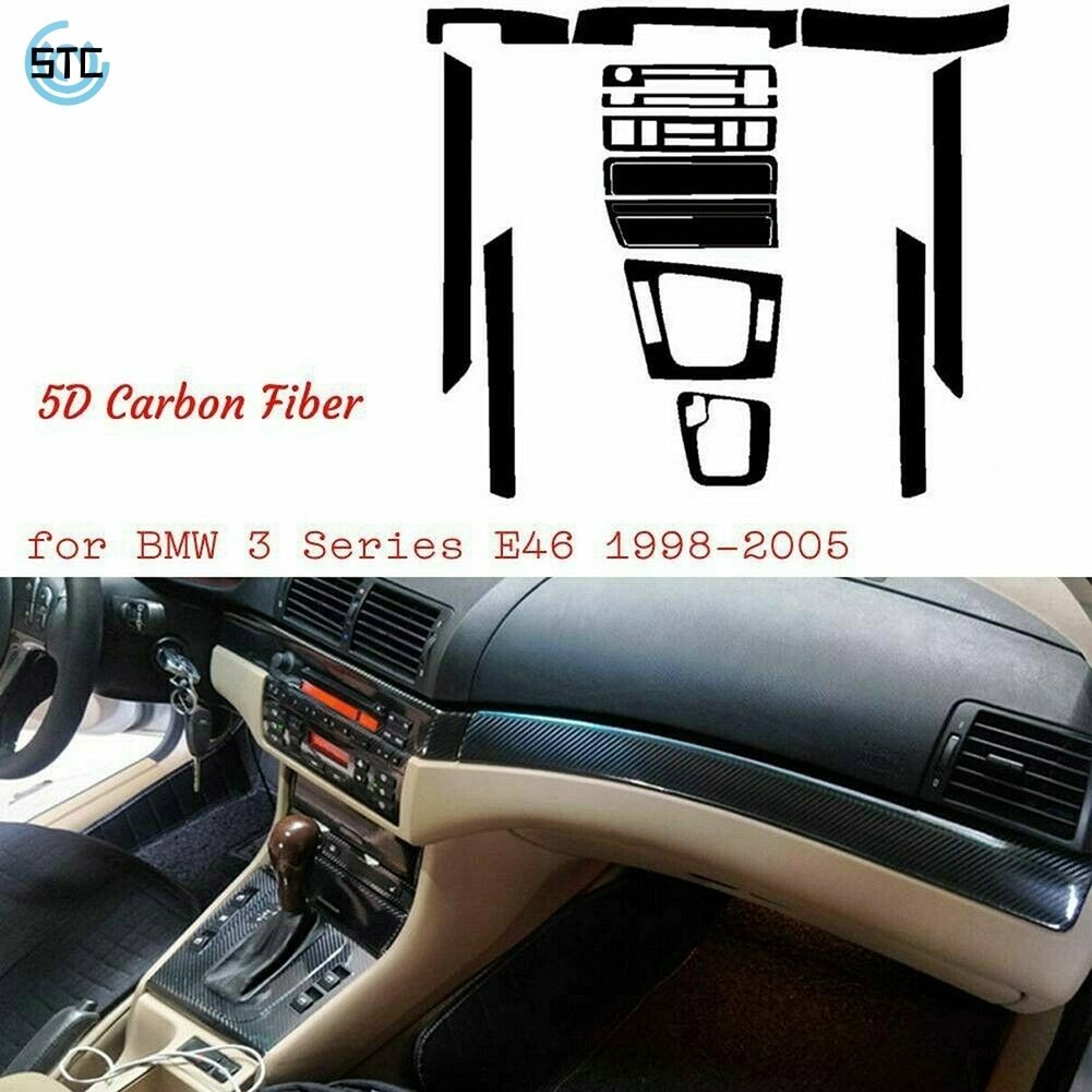 Stiker Trim Interior Vinyl Tekstur Serat Karbon Mengkilap untuk BMW Seri 3 E46 |IgFKYqgz|