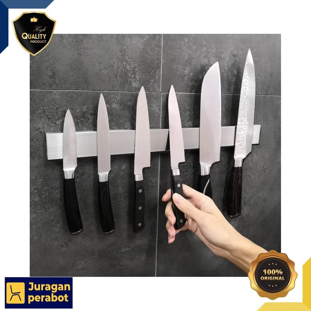 RAK MAGNET Dapur Rak Pisau Magnet Tempel Serbaguna HK40 Magnetic Knife Holder Magnet Tempel Dinding
