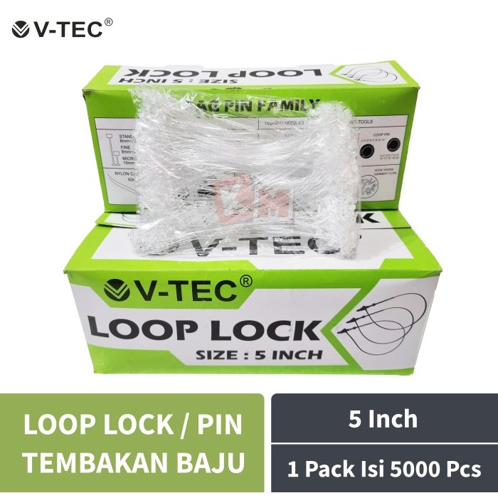 

Loop Pin Lock Pins Tali Hang Tag Gantungan Baju V-TEC 5 Inch 5000 Pcs