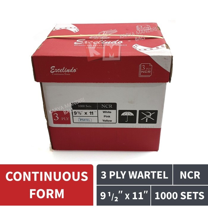 

TERBARU - Kertas Continuous Form 3 Ply Wartel Bagi 4 NCR Excelindo 9 1/2 x 11 K3