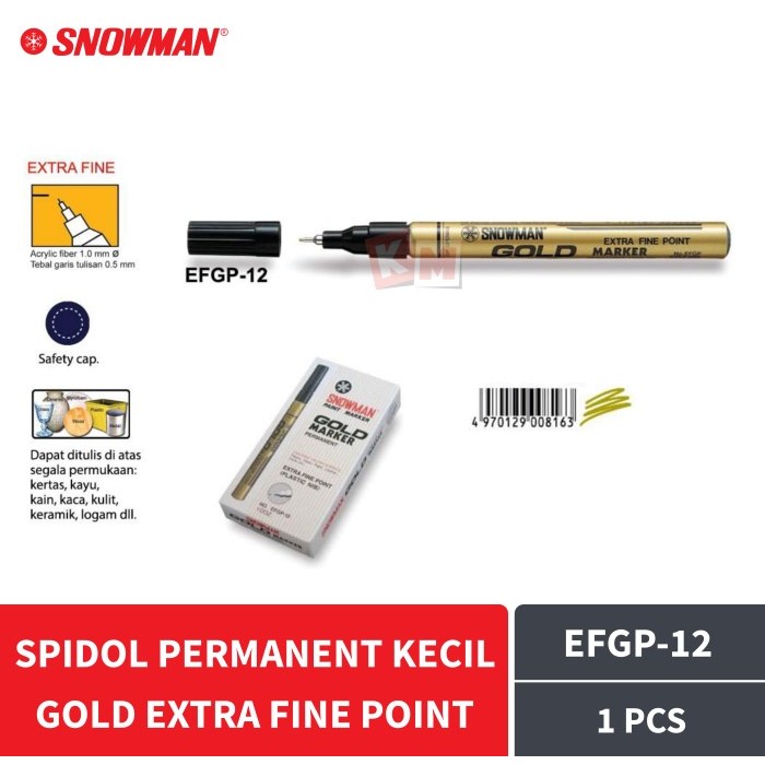 

Spidol Permanent Paint Marker Gold Extra Fine Point Snowman EFGP-12