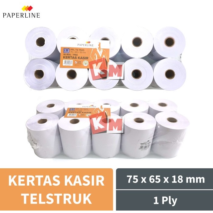 

HARGA DISC - Kertas Struk Kasir Telstruk Paperline 75 x 65 mm 1 Ply HVS Roll 75x65