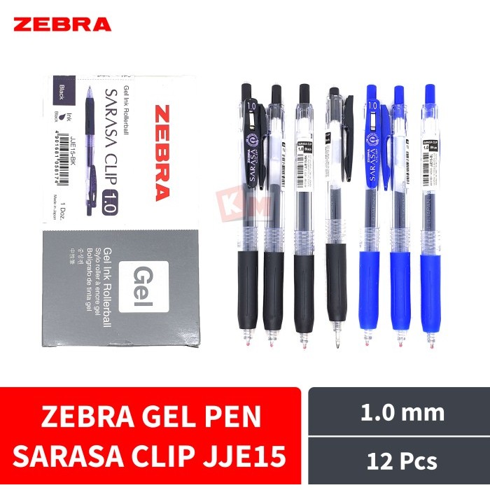 

Gel Ink Rollerball Pen Pulpen Zebra Sarasa Clip JJE15 1.0 mm 12 Pcs
