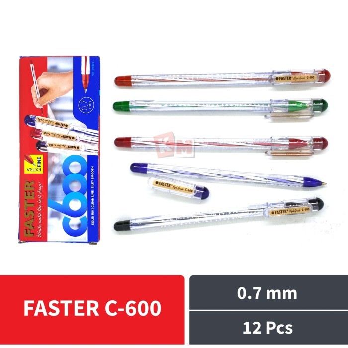 

HARGA DISC - Pulpen Ballpoint Pena Pen Faster C-600 C600 Extra Fine 0.7 mm 12 Pcs