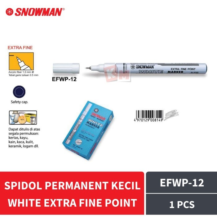 

Spidol Permanent Paint Marker White Extra Fine Point Snowman EFWP-12