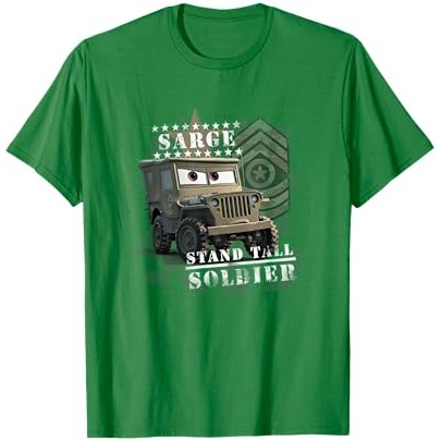 Kaos Disney Pixar Cars Sarge Stand Tall Soldier Vintage Shot |YmRZQTco|