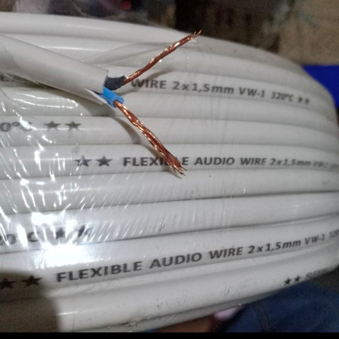 BEBAS ONGKIR - KABEL SERABUT PUTIH TEBAL 2x1.5 ECER PERMETER / KABEL HYO 2x1.5 PUTIH