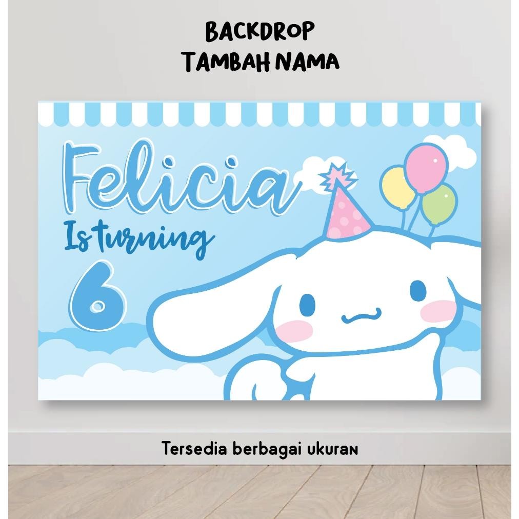 BISACOD BACKDROP CINAMOROLL SANRIO BACKGROUND BANNER DEKORASI SPANDUK TULISAN HAPPY BIRTHDAY HBD ULT