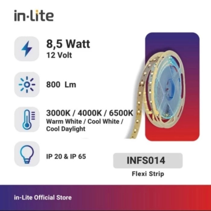 IN LITE LED STRIP INFS014 60LED 8.5W IP65 3000K OUTDOOR
