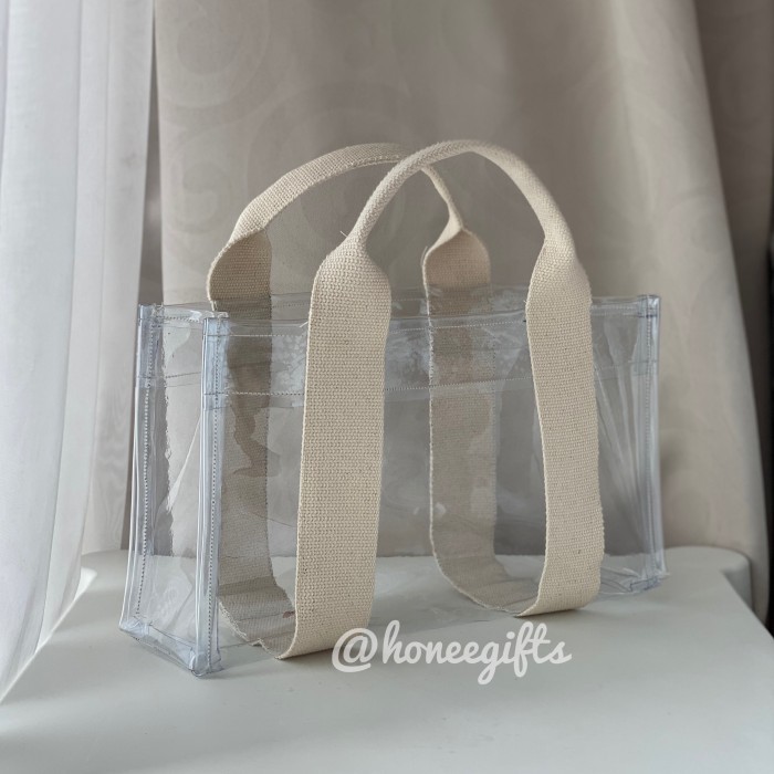 Tas tote bag mika korea transparan tebal kuat goodie gift set hampers