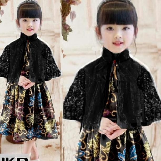 Set 2In1 Dress Cape Batik Queensha Dress Anak Perempuan Baju Batik Ana