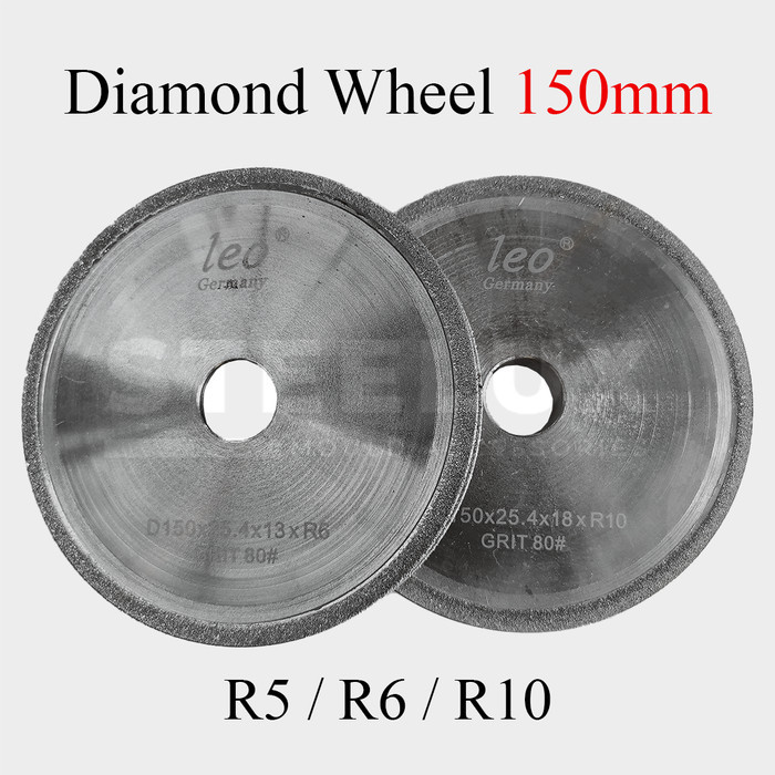 Gerinda Diamond Wheel 150mm 6" Inci In Inch R5 R6 R10 Profil Pinggu Cekung Setengah Bulat Grit #80 G