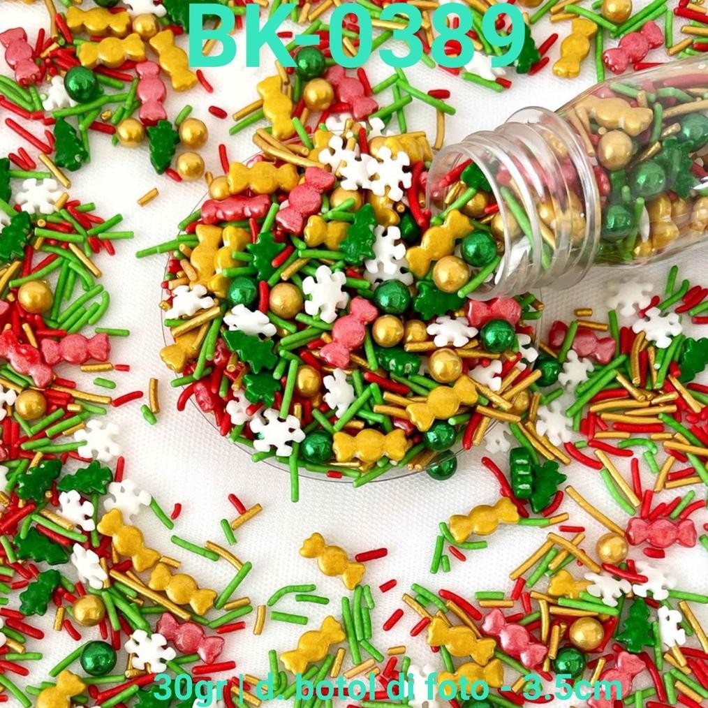 

Bk-0389 Sprinkle Sprinkle Sprinkel 30Gr Permen Snowflake Pohon Natal Murah