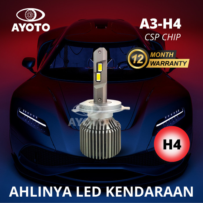 (1 pc) Lampu LED Mobil AYOTO A2-H4 PNP 45 Watt 10000LM