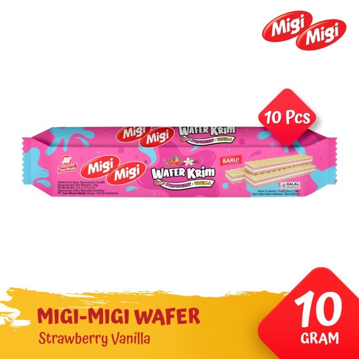 

CUCI GUDANG Migi Migi Wafer Krim - Stroberi Vanila [1 Pack @ 10 Pcs]