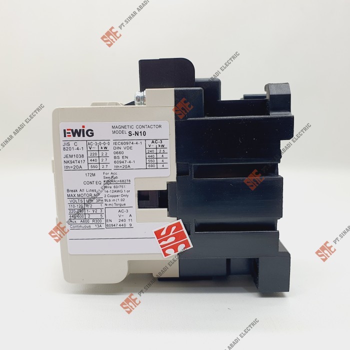 TERBARU - Contactor Kontaktor Ewig SN 10 / 12 / 20 / 21 / 25 / 35 / 220V