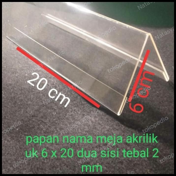 

TERMURAH PAPAN NAMA MEJA AKRILIK 2SISI TEBAL 2MM PANJANG 20CM - BENING, 10X20CM !