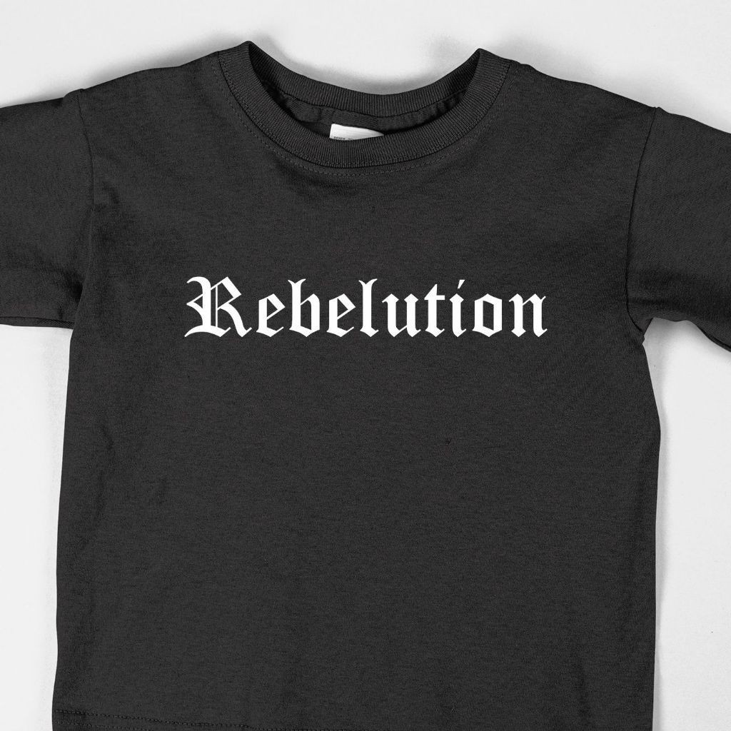 T-shirt Distro Kaos Pria Wanita Katun Kombet 24s All Size Kata Kata REBELUTION LOGO