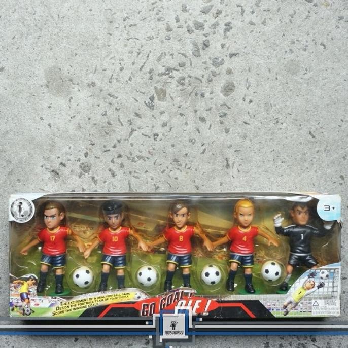 Go Goal Ole Team set Red Spanyol Soccer Figure Mainan Sepak bola