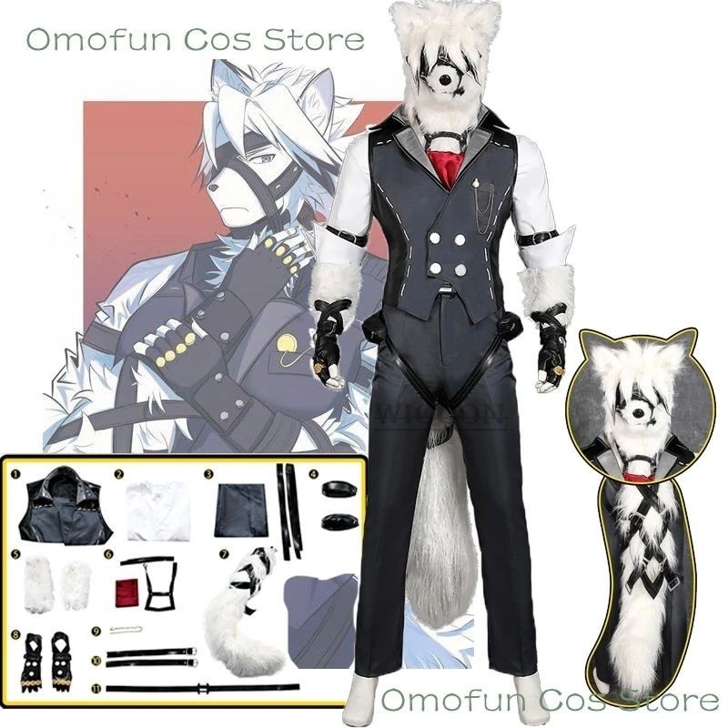 Game Zenless Zone Zero cos Von Lycaon Cosplay Costume Fursuit Battle Uniforms Furry Animal Wolf Mask