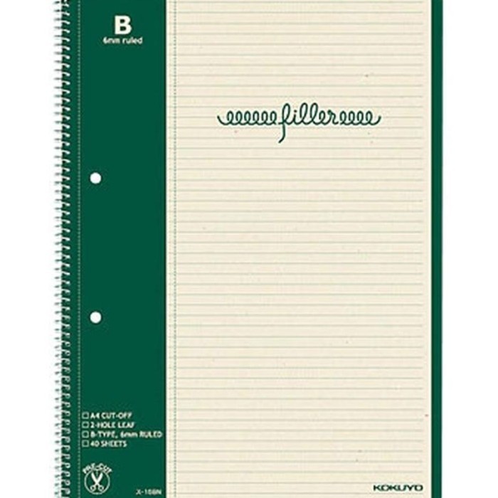 

Kokuyo Filler Notes 4A Ordinary Horizontal Ruler 2 Hole Margin Scoring S-15Bn #Original