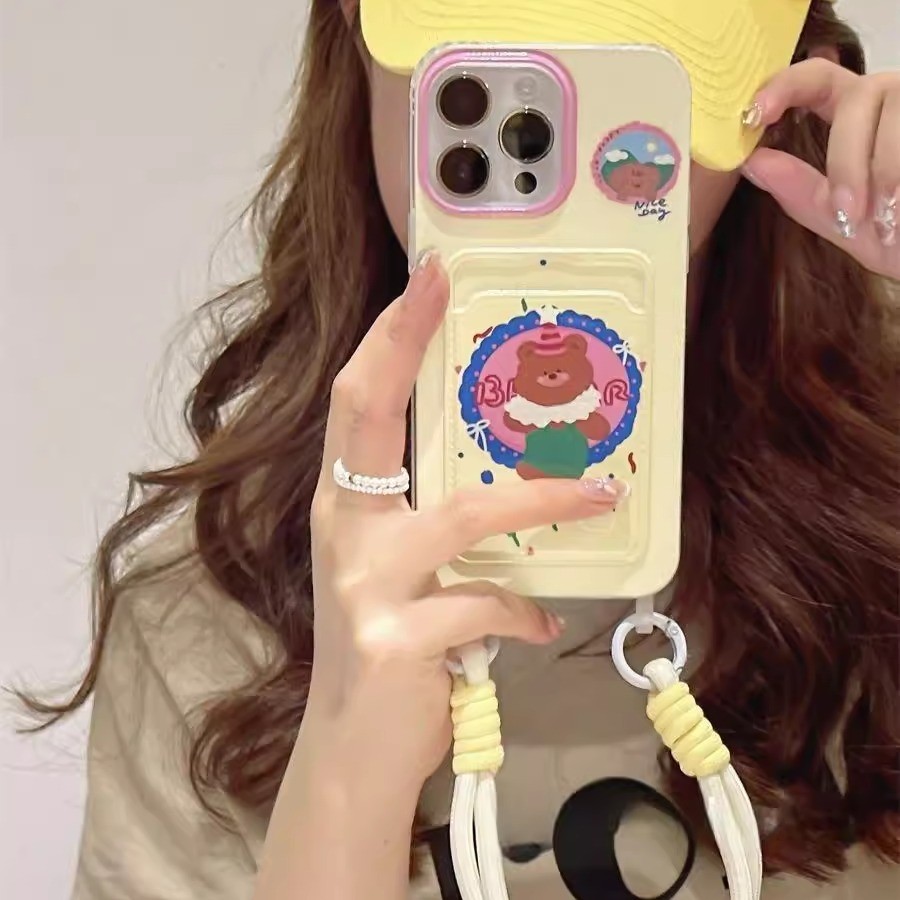 Beruang Card Holder Retro Terbaru Soft Casing Hp Oppo C75 C75x Note 60 60x Reno 13F 13 A60 A3 Pro 5G