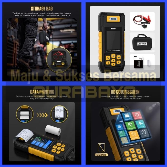 AUTOOL BT760 BT-760 6-30V Battery Tester Analyzer Baterai Aki Printer