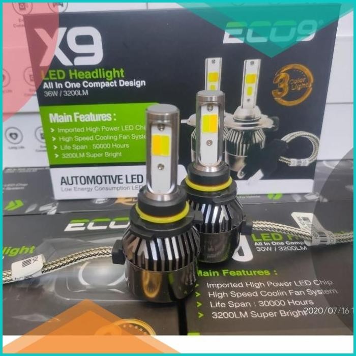 LUMINOS LED MOBIL 3WARNA HEADLAMP ECO9 HB3 Hb4 36W BISA 3WARNA 11OKTZ4