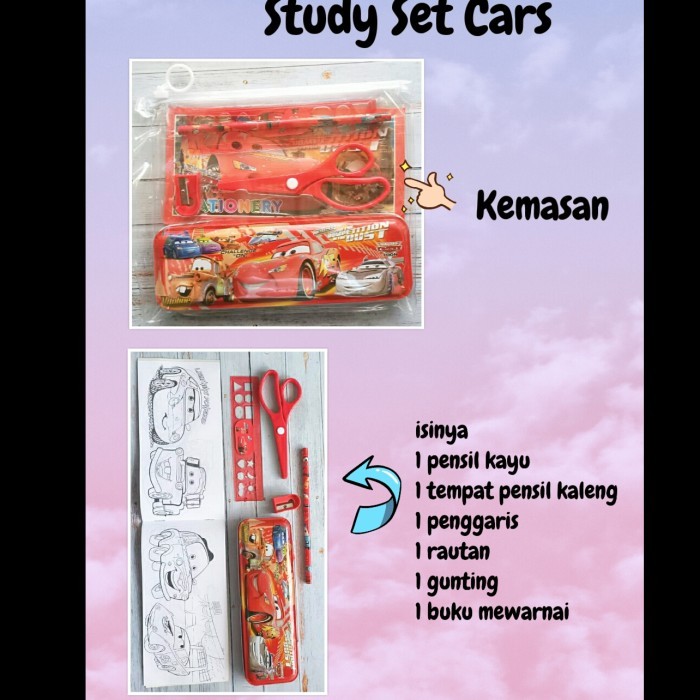 

Study Set Paket Alat Tulis Stationery Kter Car Cars Mc Queen Mobil
