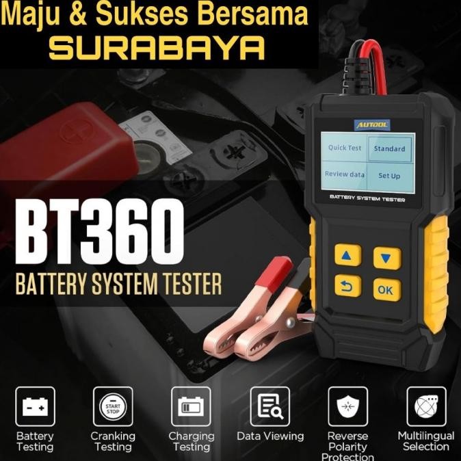 AUTOOL BT360 BT-360 12V Car Battery Tester Analyzer Baterai Aki Accu