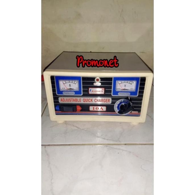 RAYDEN Charger Aki 10 Ampere OTOMATIS, cas aki otomatis 6-12v/ 10A