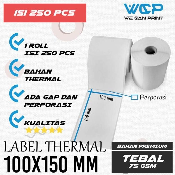 

Sale Label Barcode 100 X 150 Mm Kertas Label Thermal 100X150 Mm 250 Pcs