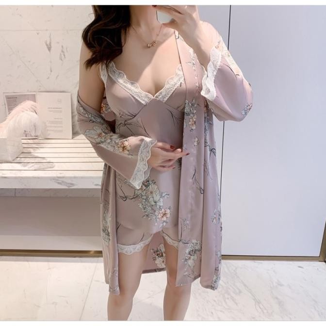 Set Piyama Kimono Baju Tidur Sleepwear Wanita Dewasa Lingerie Seksi NHS