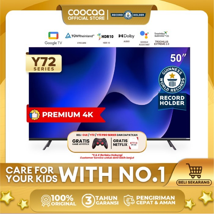 [Google TV] COOCAA 50 Inch Smart LED TV - Flicker Free -(COOCAA 50Y72)