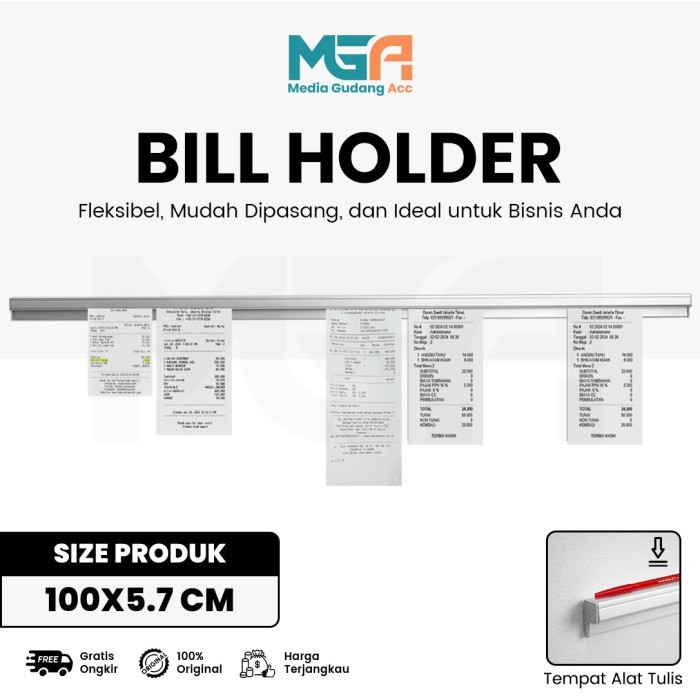 

BILL HOLDER 100CM / CAPITAN NOTA STAINLESS / PENJEPIT KERTAS BON BILL