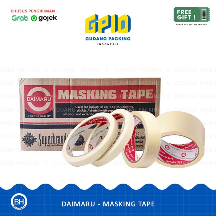 

HARGA DISC - (GOSEND/GRAB) DAIMARU - Masking Tape / Lakban Kertas 0.5 / 1 / 2 inch