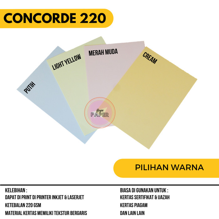 Kertas Concorde A3 220 - isi 250 lembar / Karton Concorde A3 220 gsm
