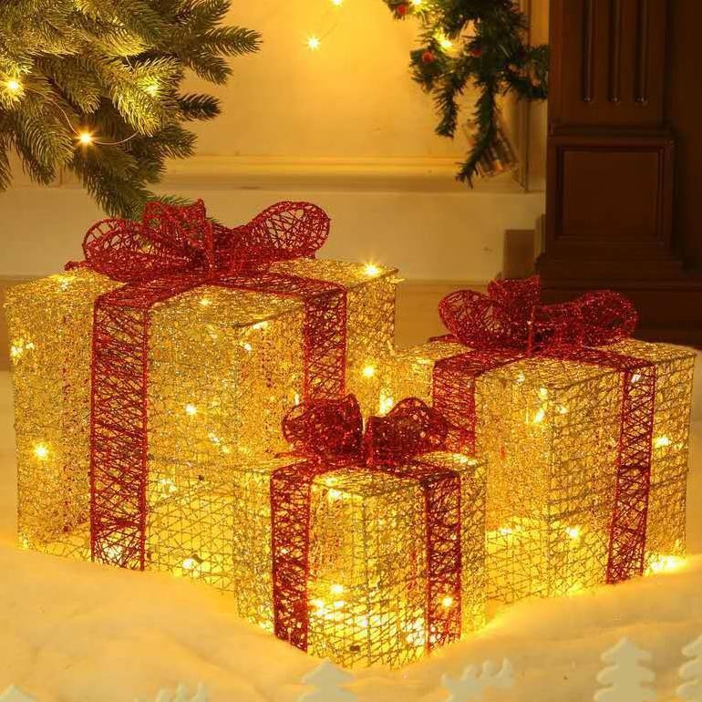 

klp SET 3PCS Xmas LED Gift Box / Kotak Kado Natal Nyala Lampu Christmas Decoration Ornaments