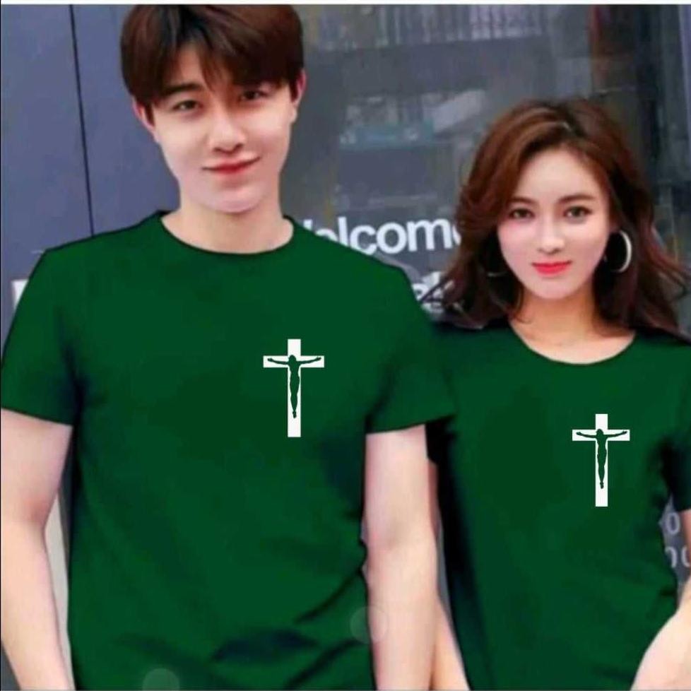 12.12 Sale Baju Kaos Distro Pria Wanita Logo Kecil Yesus Di Salib Ukuran M-Xxl/ Baju Pasangan Rohani