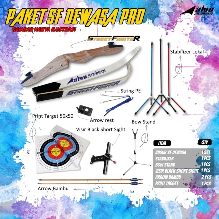 Dijuall PAKET PRO-PAKET LENGKAP PANAHAN-BUSUR LENGKAP-ALVO ARCHERY