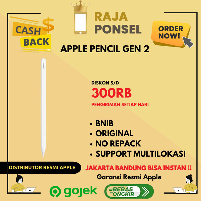 TERBARU - (Original) Apple Pencil 2 for iPad Pro 2018 11 / 12.9 Inch (2nd Gen)