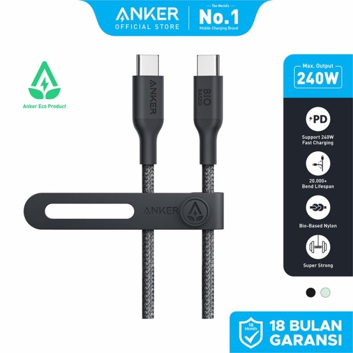 Anker 544 Kabel Charger USB Type C to C 140W PD 6FT / 3FT Nylon A80F6