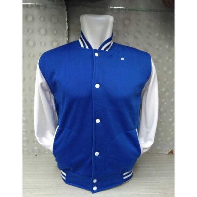 Promo Jaket Baseball Varsity Biru Benhur Putih Biru Putih