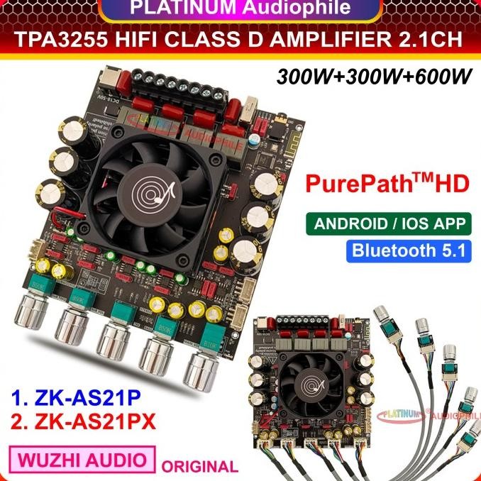 TPA3255 Amplifier Class D 2.1 CH Bluetooth 5.1 Hifi Amplifier ZK-AS21P