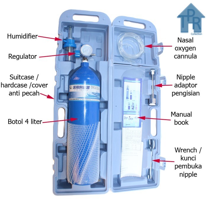 Portable medical oxygen kit / Set oxygen komplit - 4 liter.