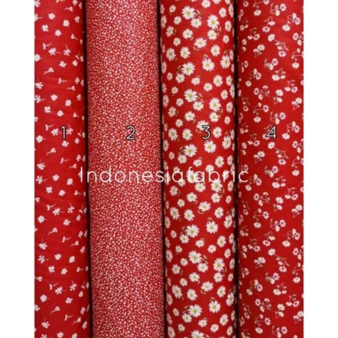 KAIN KATUN JEPANG MOTIF RED SERIES TOKAI BAHAN GAMIS TUNIK BUNGA MERAH