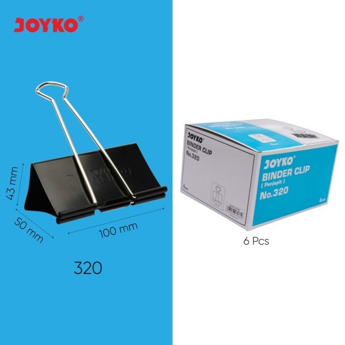 

FU838 Binder Clip Joyko No. 320 / Klip Penjepit Kertas Besar (1 Box 6 Pcs) TERBARU