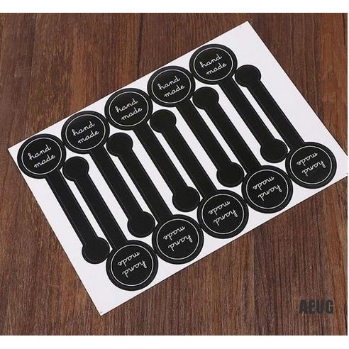 

SZ803 Paper Tags Sticker HAND MADE - Black Tube White Letter (1sheet/10pcs) TERBARU
