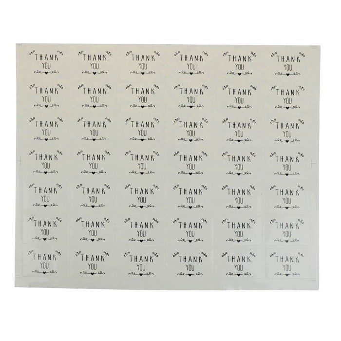 

RB308 Paper Tags Sticker THANK YOU - White Rectangle 4x3cm (1sheet/42pcs) OBRAL