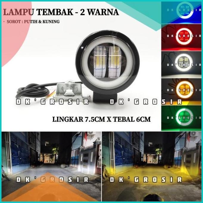 4D Bulat 2in1 Lampu tembak sorot Putih Kuning LED CWL 2mata 20watt 11O